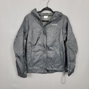 Columbia Omni-Tech Waterproof Hooded Rain Jacket Gray Lightweight Shell